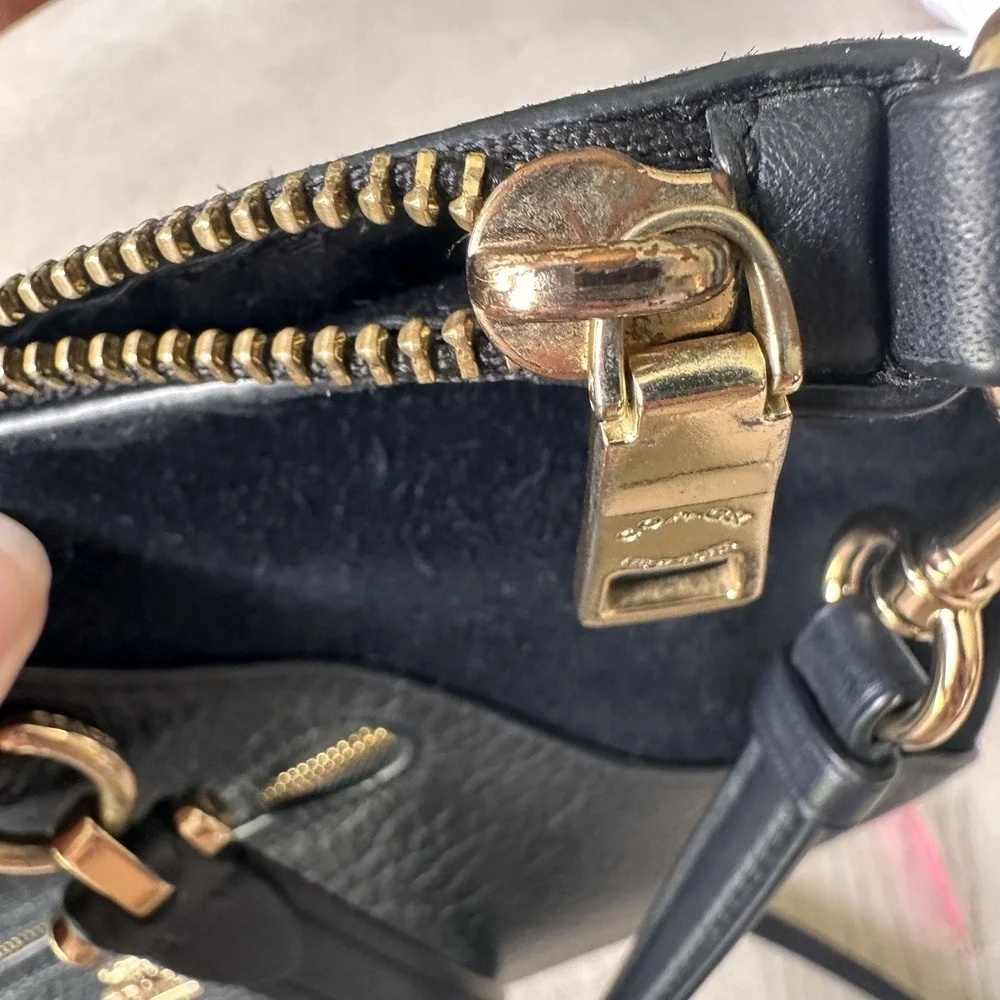 Coach Prairie Satchel Black Leather Suede Crossbody Bag Minimalist